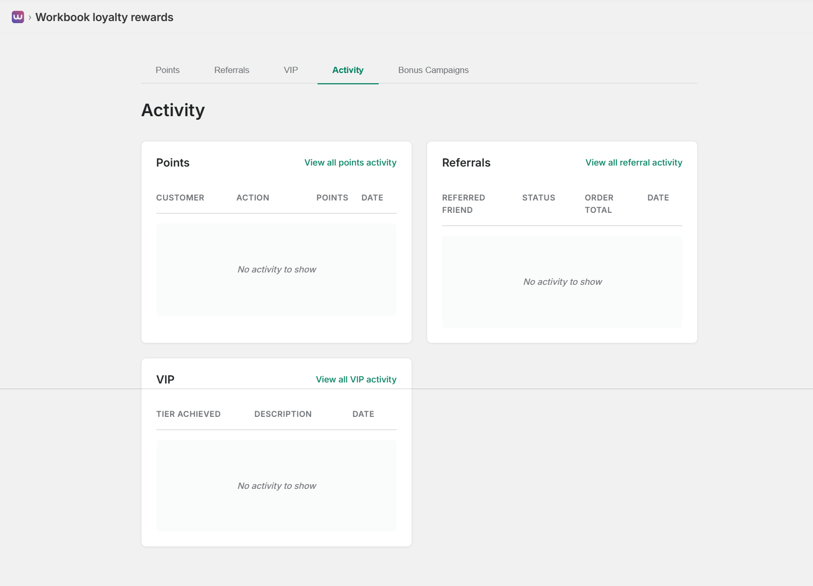 Activity Tracking Section