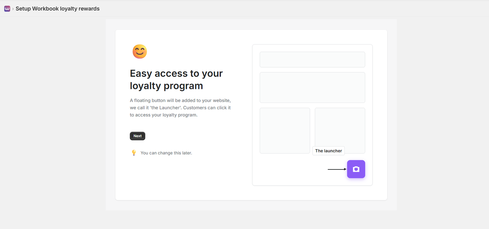 Easy access to Workbook loyalty rewards - Launcher setup