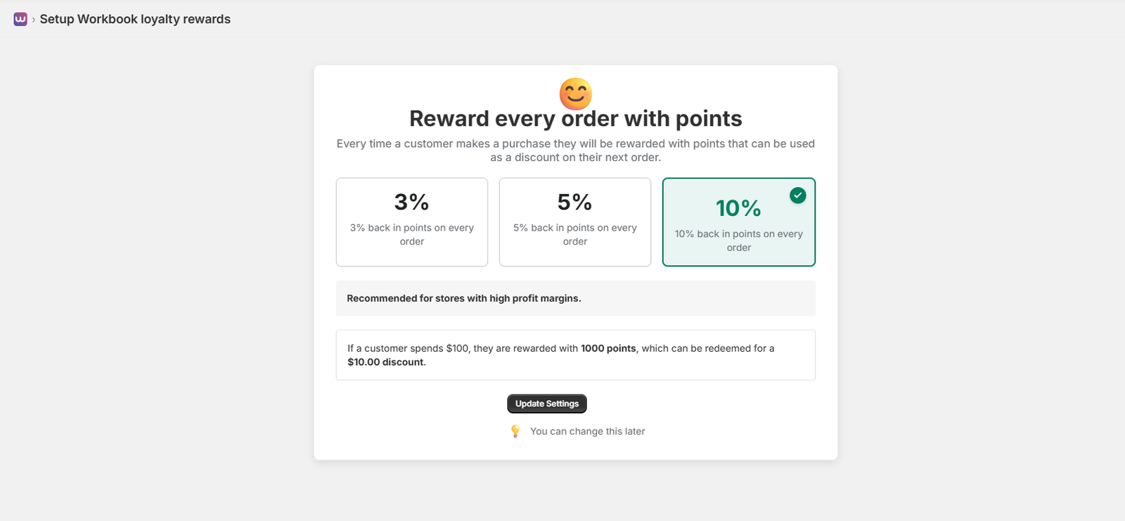 Reward every order with points - Setup